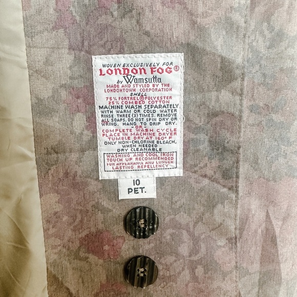 Vintage London Fog-Floral Trench Coat Woven by Wamsutta -Muted Purple/Green- 10P - Picture 6 of 15